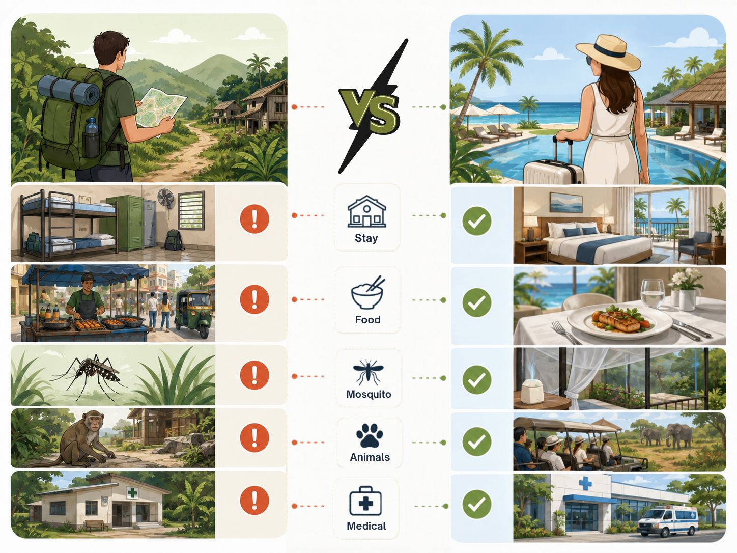 Backpacker vs Resort Traveller Risk