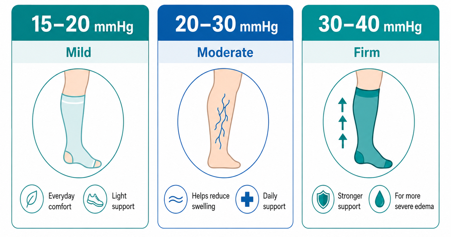 Compression levels mild to firm support