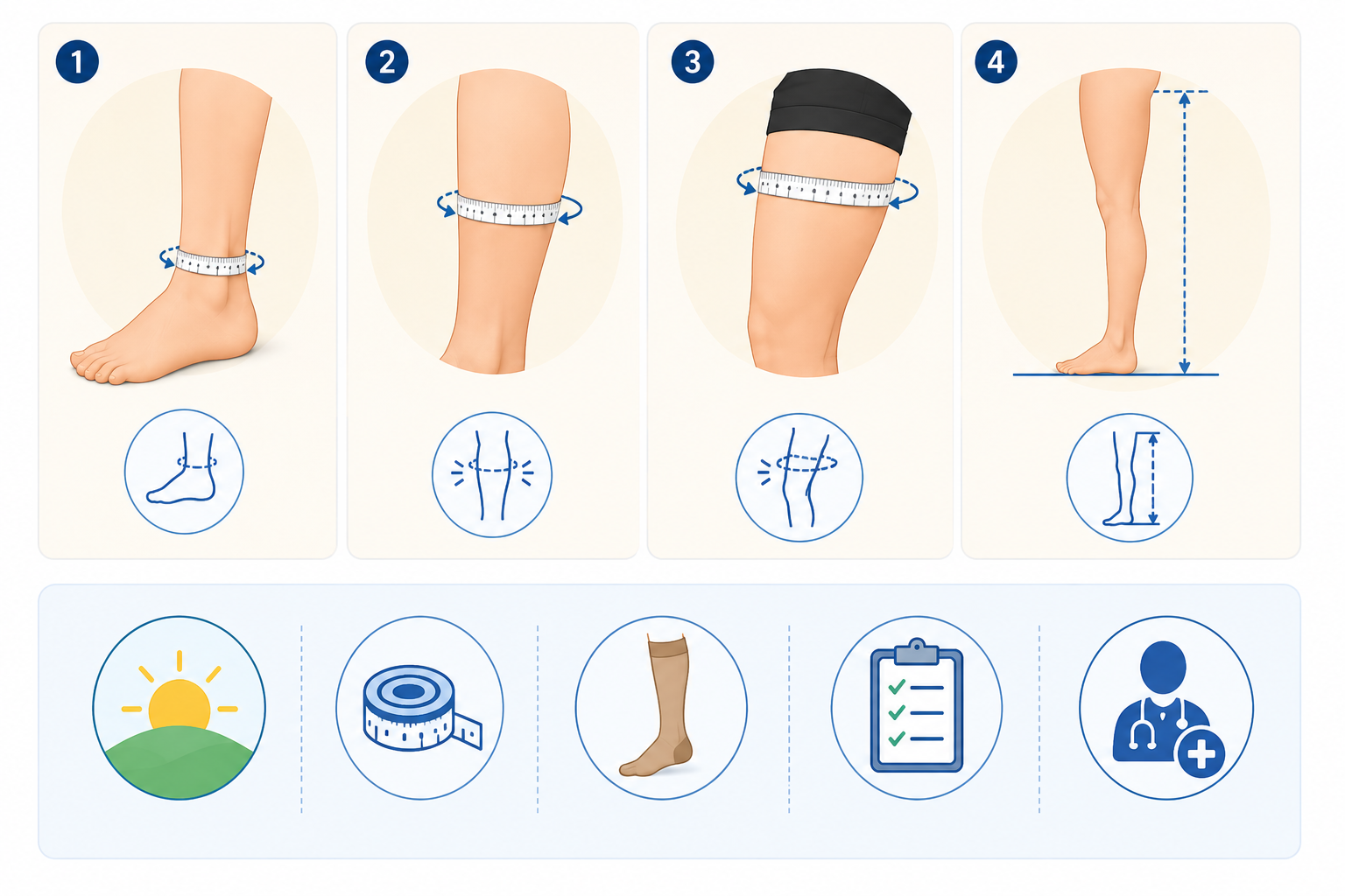 Leg measurement guide for compression wear