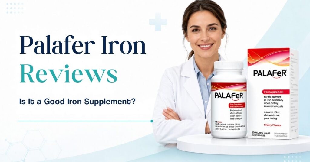 Palafer iron reviews banner featuring Palafer iron supplement products from Pharmacy24
