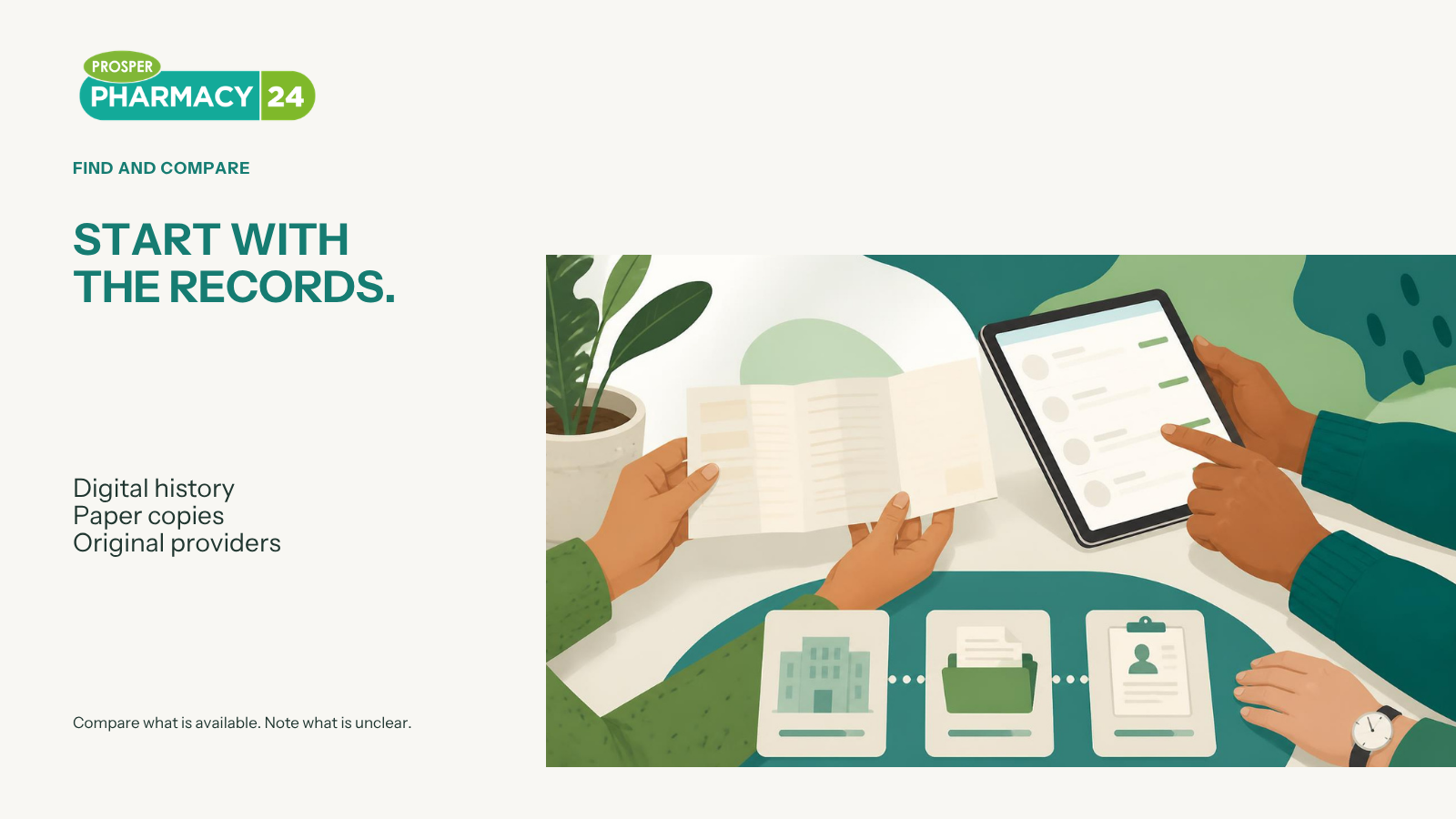 Compare available digital vaccination history, paper records and information from original providers.