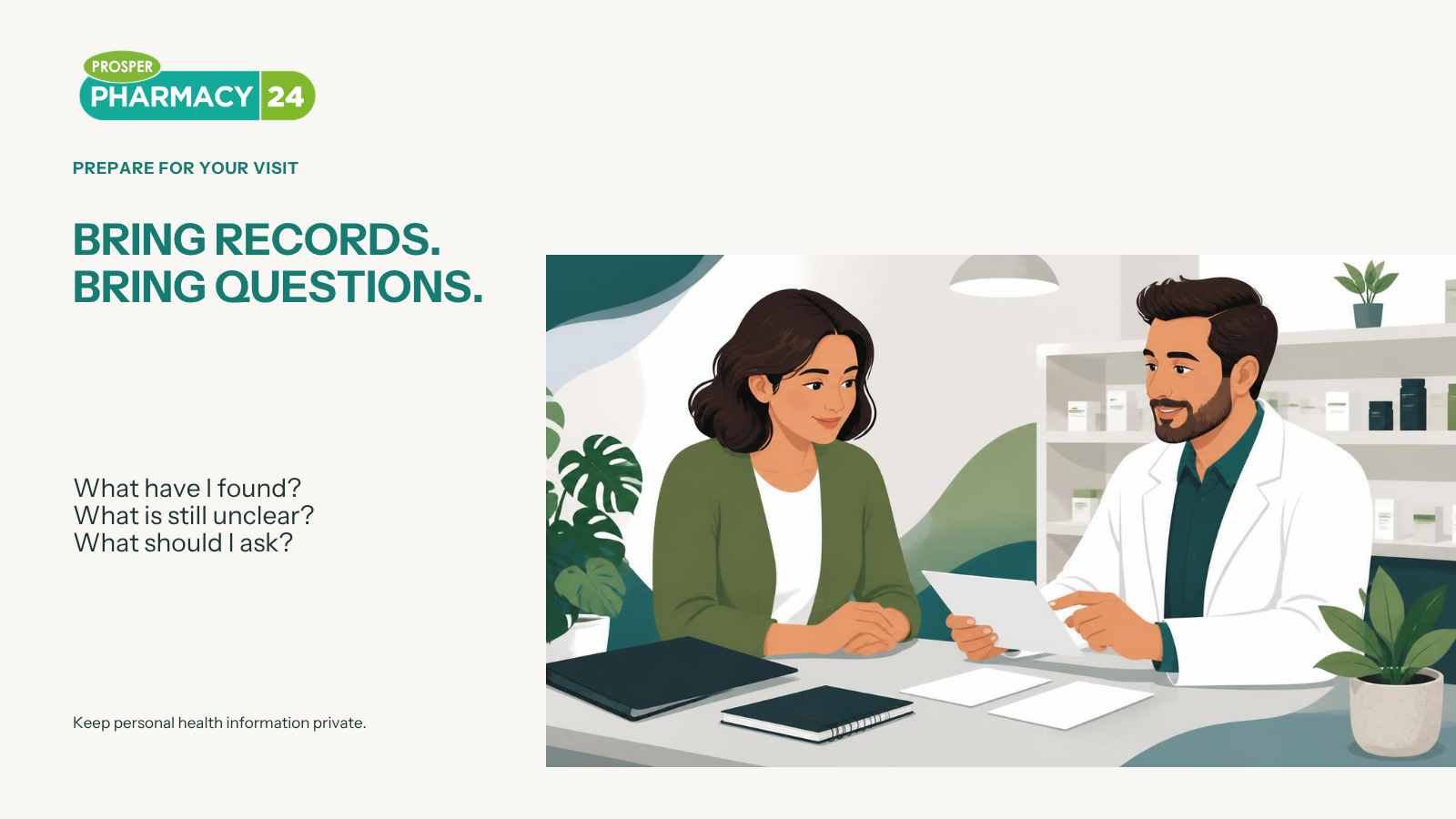 A person brings vaccination records and questions to a healthcare appointment.